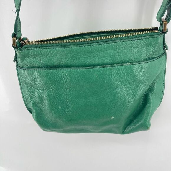 Fossil Womens Crossbody Bag Leather Multiple Pockets Zip Adjustable Strap Green - Picture 3 of 13